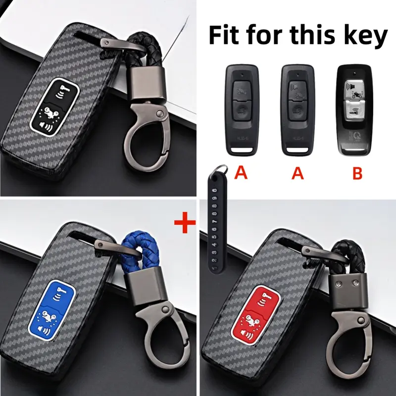 Vỏ Sợi Carbon ABS Cho Chìa Khóa Xe Máy Thông Minh, 2 Nút, Vỏ Có Móc Chìa Khóa Cho Honda PCX125, PCX160, SH350, SH300, VISION, NS110R, XADV750, Vỏ Bảo Vệ 0
