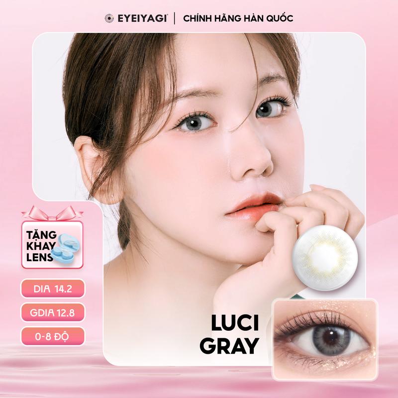  LUCI GRAY - Kính Áp Tròng EYEIYAGI xám khói thời trang. 