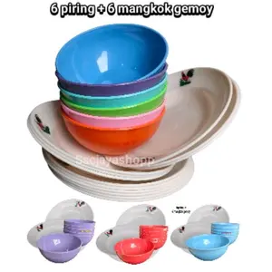 Paket hemat 6 piring + 6 mangkok gemoy set peralatn  makan