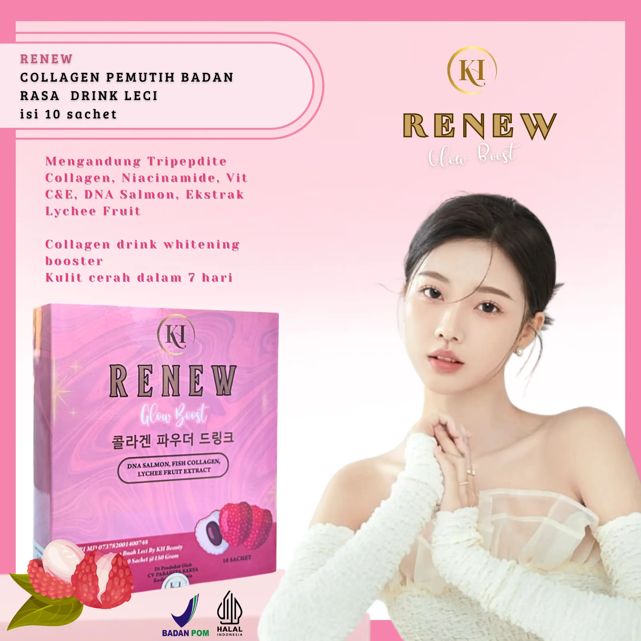 Renew Collagen PenurunBB serta mencerahkan kulit resep cantik ala korea