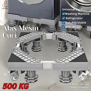 PV88 Alas Mesin Cuci Kulkas Stainless ANTI SLIP Dudukan Kaki Lemari Roda Kulkas Adjustable