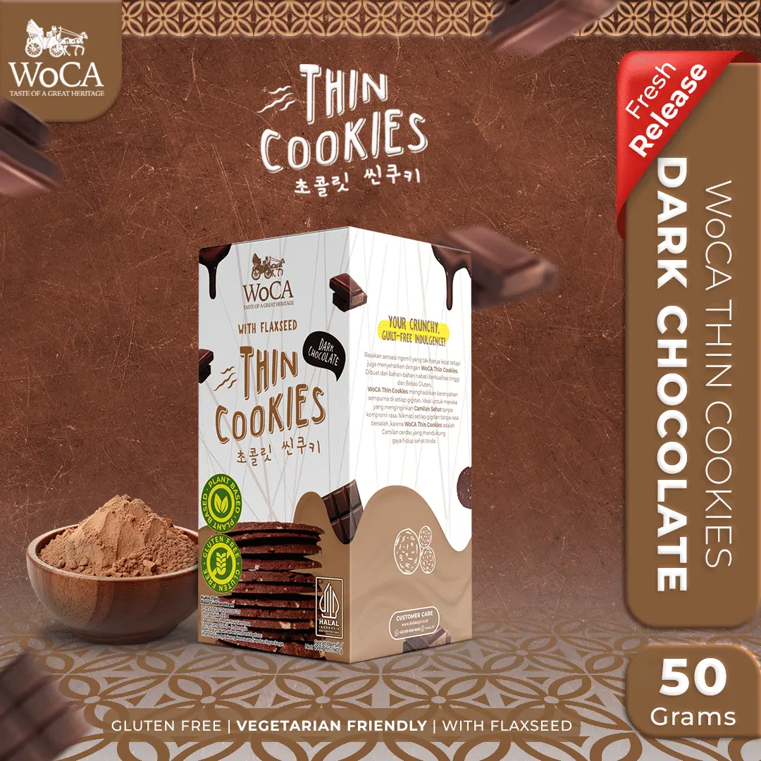 WoCA Thin Cookies Box Cookies Dark Chocolate 50gr - Plant Based