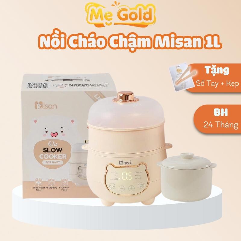 Nồi Nấu Cháo Chậm Misan Ninh Hầm Chưng Hấp 1L Cho Bé Ăn Dặm Nồi Chưng Yến Misan Bảo Hành 24 Tháng ( TẶNG KÈM SỔ TAY) Kem