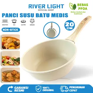 RIVER LIGHT - Saucepan Panci 20CM Wajan Anti Lengket Warna Cream Kitchenware