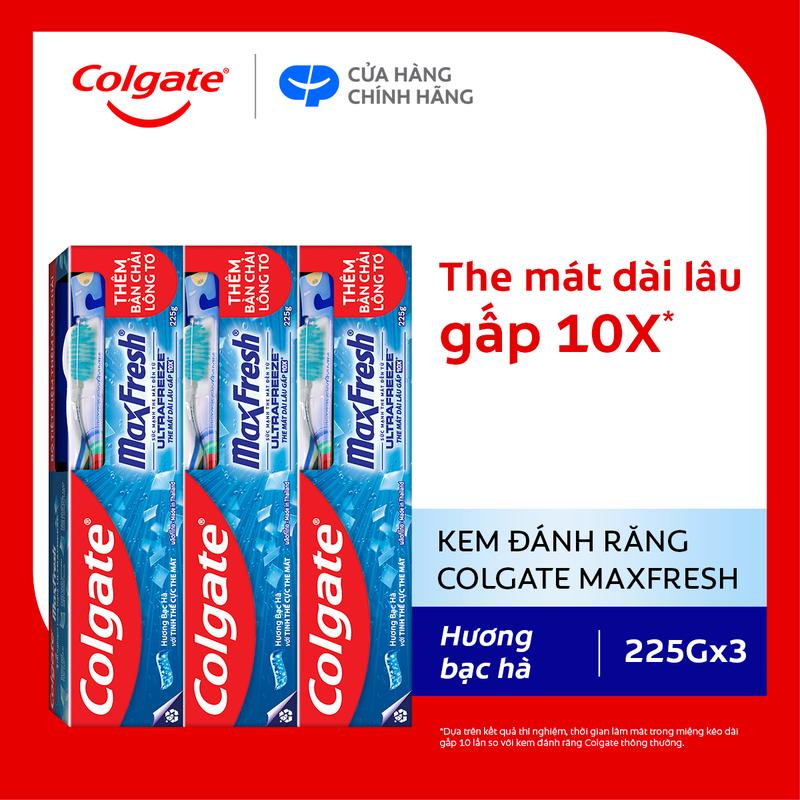 Bộ 3 Kem đánh răng Colgate MaxFresh 225g /tuýp