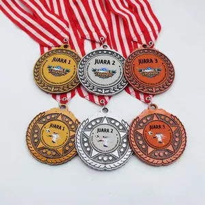 Medali Custom Sticker Bahan Resin Emas Perak Perunggu Medali Kejuaraan Olimpiade Perlombaan Trophy Hadiah Juara Plus Design Custom