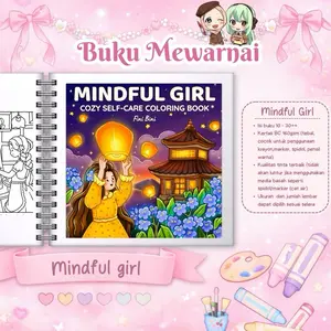 Buku mewarnai Mindful Girl, adult coloring book , coloring book kids, buku gambar, buku mewarnai anak
