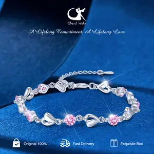 Chard Wake Gelang Wanita Berlian Original Heart Design Perhiasan Bracelets Cewek Korea Fashion COD CWB018-Silver