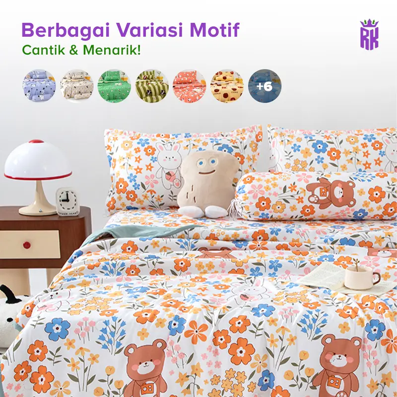 RAJA X CICIBARBAR - Set Bedcover Sprei Sarung Bantal Guling Set Selimut Seprei Sarguntal Kain Microtex Bed Cover Set Aneka Motif 1