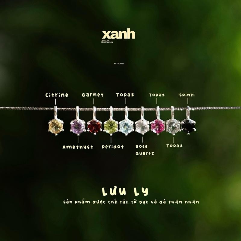 Dây chuyền dáng mặt tròn 5li basic đá đa sắc thiên nhiên thanh lịch đơn giản - Xanh Jewelry Hoa Trang Sức Chain topaz đá garnet đỏ vòng cổ đá topaz