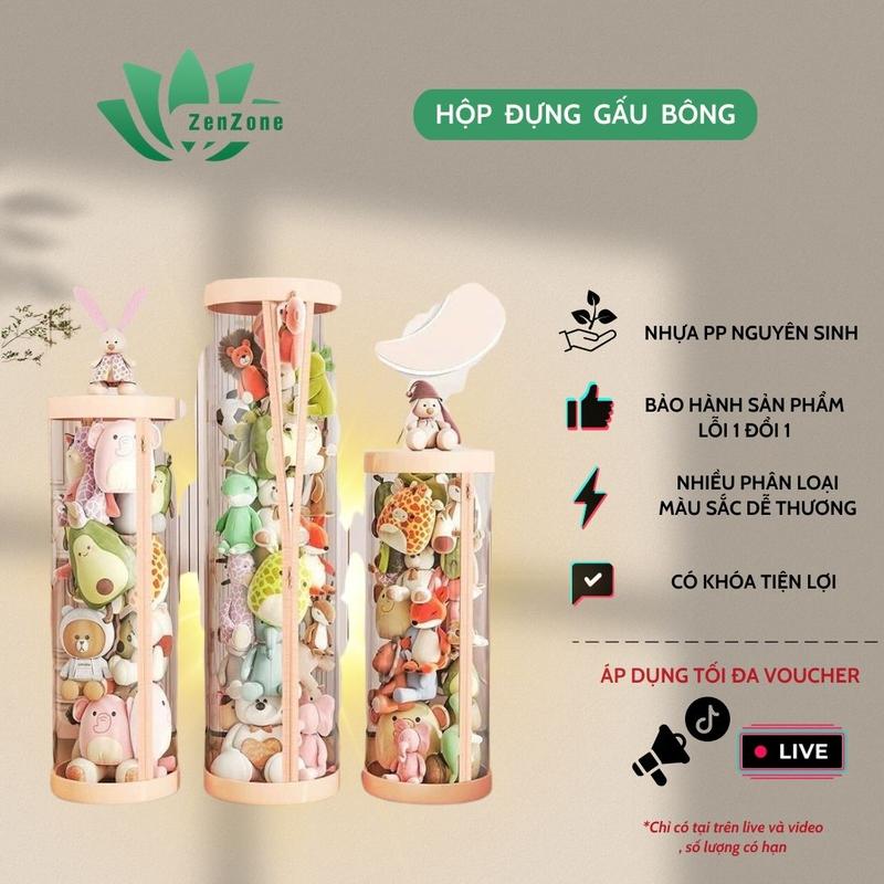 ZENZONE Hộp Đựng Thú Nhồi Bông  CHỈ CÒN LOẠI KHÔNG KHÓA  Trong Suốt Tiện Dụng dễ Lắp Ráp dạng đứng gọn gàng 