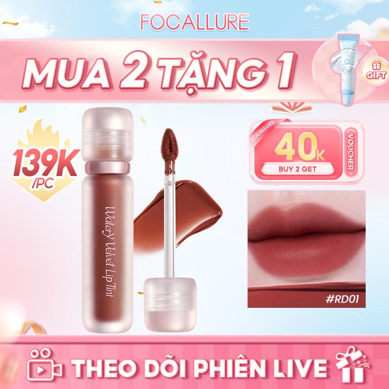  FOCALLURE Son Watery Velvet Tint phiên bản mới chất son mịn nhẹ hỗ trợ dưỡng ẩm và bám màu lâu. 