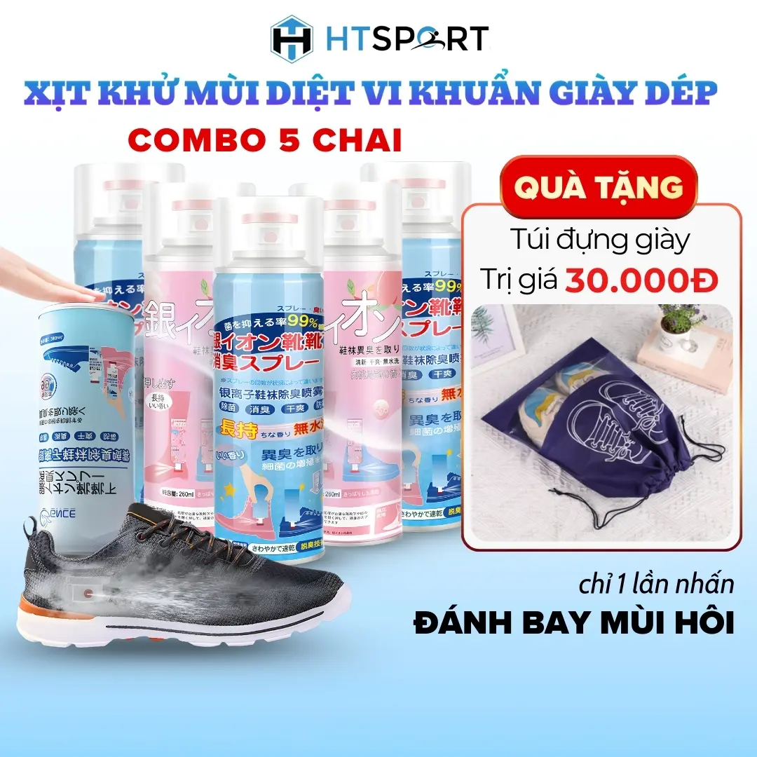 Bình Xịt Khử Mùi Giày 260ml Công Nghệ Bạc AG+, Chai Xịt Chống Hôi Chân Ngăn Mồ Hôi Diệt Khuẩn