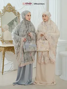 Khadijahlabel Mukena Jumbo Dewasa Terbaru Premium Renda Mewah Motif Bunga Cantik Mukenah Majdina Silk Muslim
