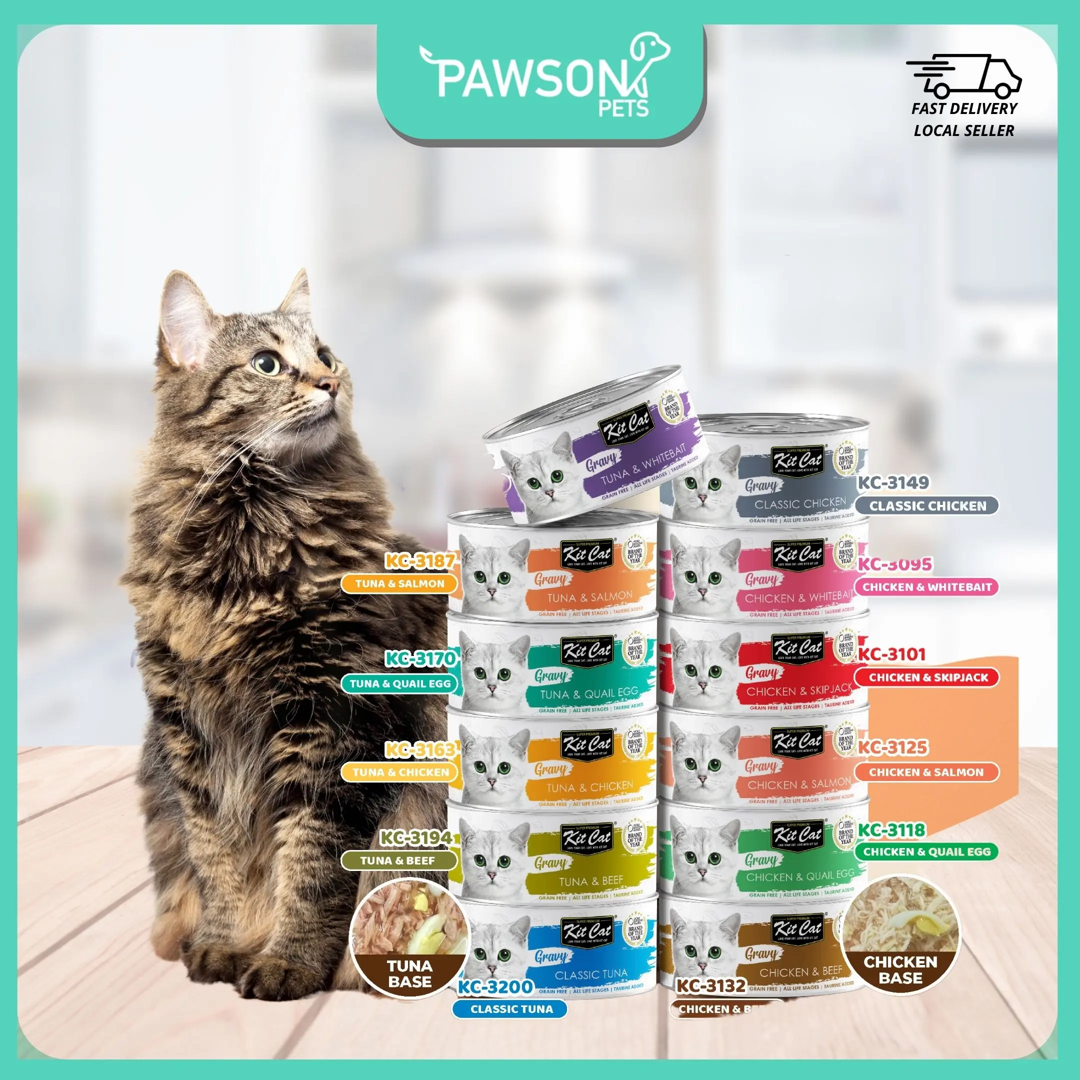 Kit Cat Wet Canned Food Gravy Chicken Series for Cats (70g)