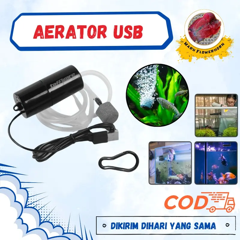aerator USB paket lengkap / gelembung udara aquarium/ aquascape/kolam ikan 1