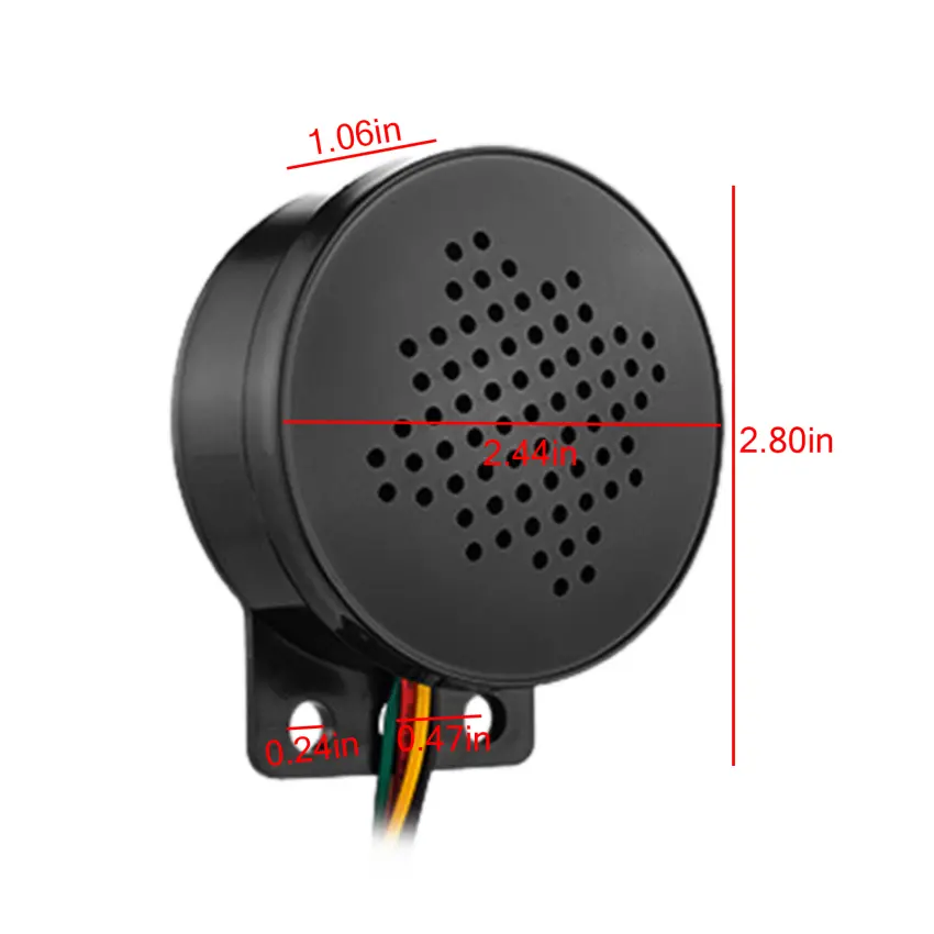 6-30V New Car Start Voice Custom 4-channel Trigger Voice Speaker Prompter Sound Alarm Reverse Siren Buzzer Alarm Horn Beep Truck Caravan Car Back up 90dB