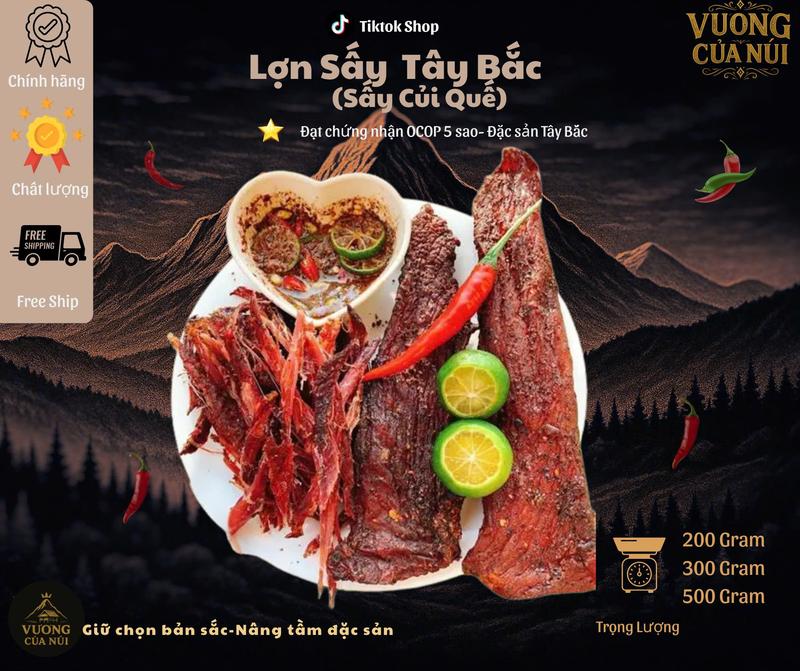 Lợn Sấy Củi Quế+kèm chẩm chéo sốt và chẩm chéo khô - Ẩm Thực Đặc Sản Núi Rừng T