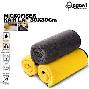 Kain Lap 30X30CM Microfiber Kain Lap Kuning Mobil Motor Serbaguna 2 Sisi Otomotif Towel Anti Gores