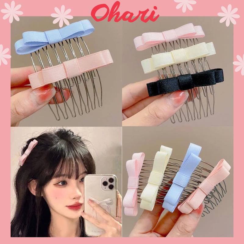 Set 2 Lược Cài Tóc Đính Nơ Nhỏ Tiệm Thêu Việt Phong Cách Công Chúa Chất Liệu Inox K59