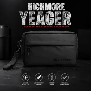HIGHMORE YEAGER - Tas Pria Yeager 3in1 Tangan Selempang & Clutch Premium Waterproof Hitam Bahan Bimo Tahan Air Multifungsi Multikompartemen Stylish