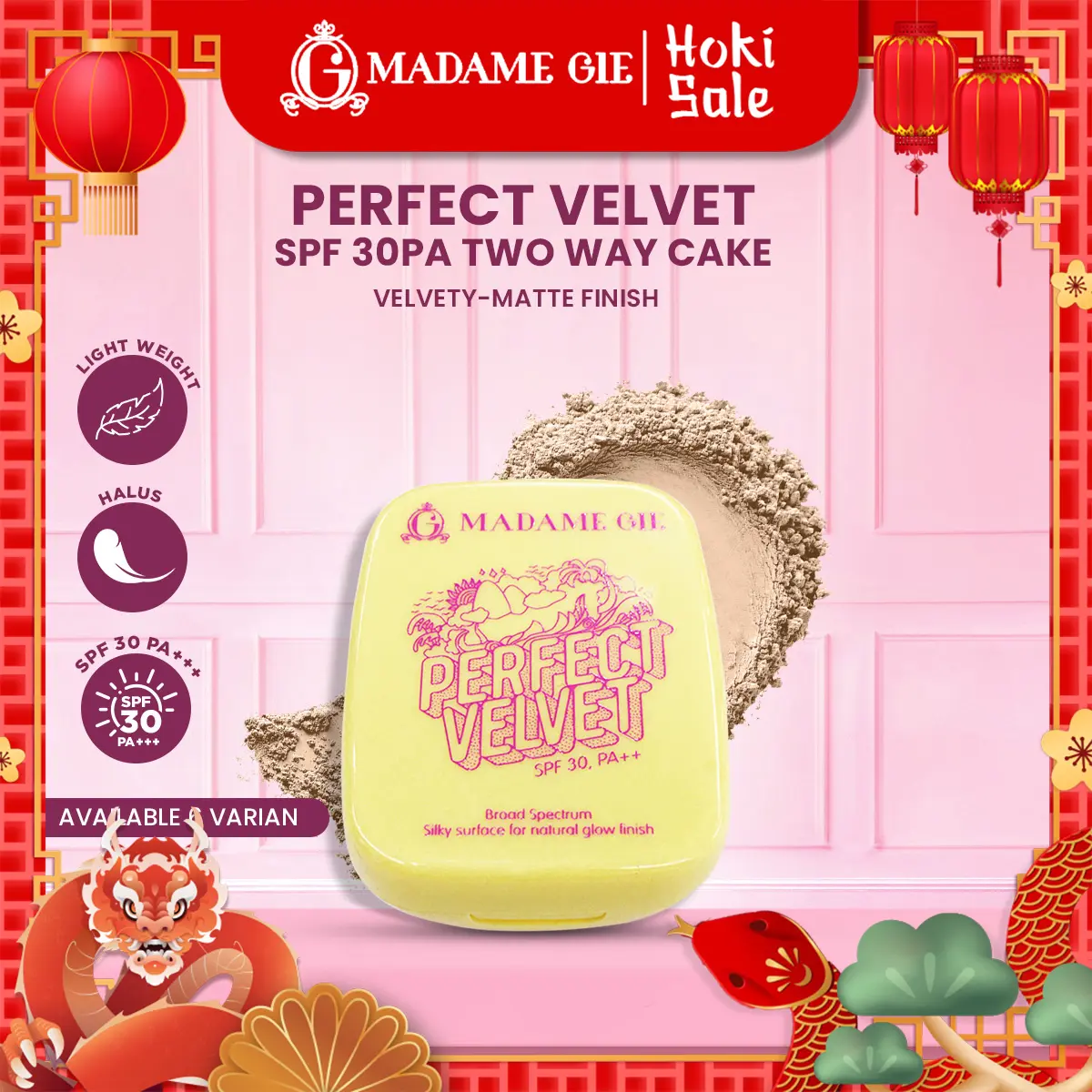 【BEDAK VIRAL!】Madame Gie Perfect Velvet SPF 30 ++ Two Way Cake - Bedak Kontrol Minyak High Coverage Tahan Lama powder wajah Compact Berminyak