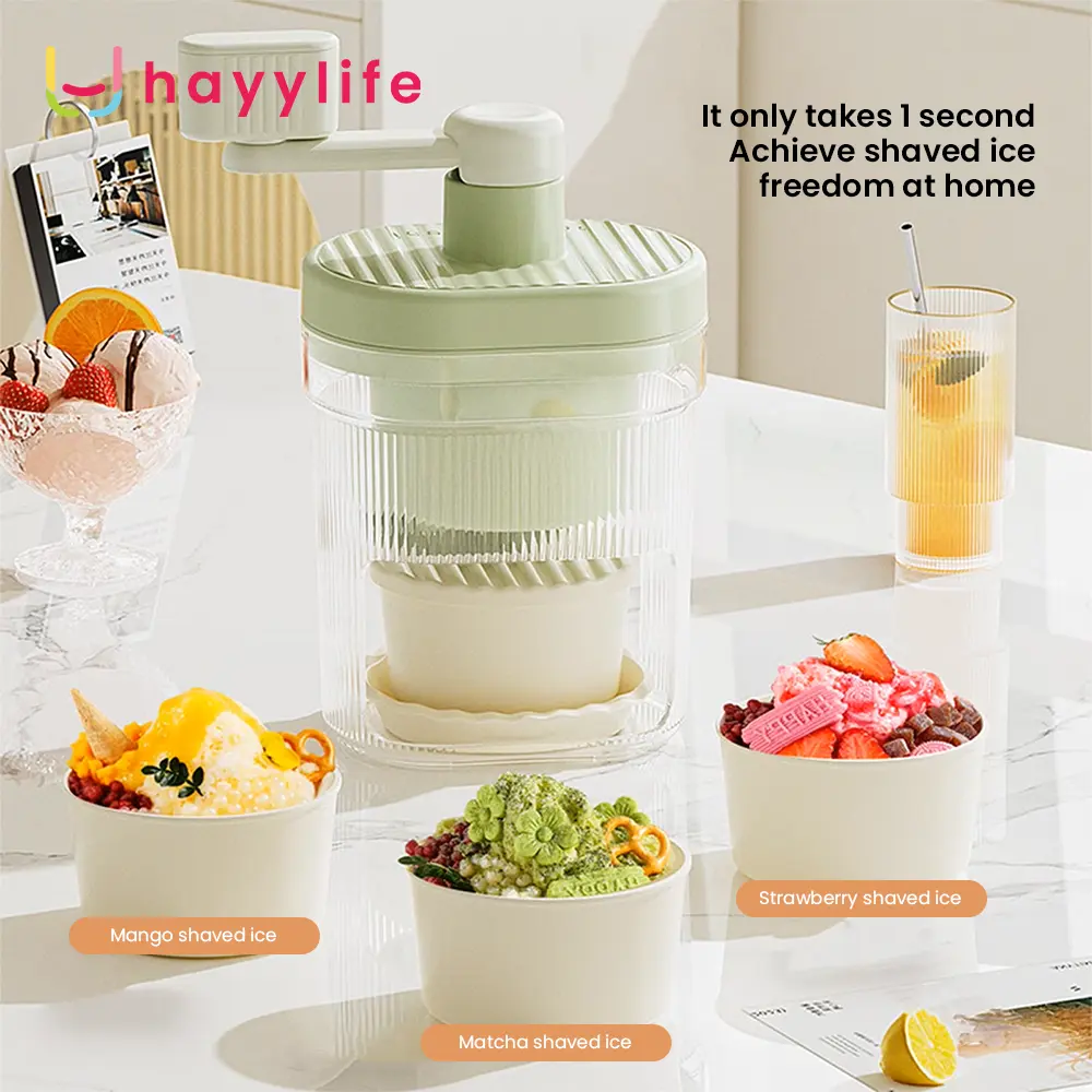 HAYYLIFE Mesin Es Serut Manual Alat Pembuat Es Salju Portable Putar Tangan HL-AGB488