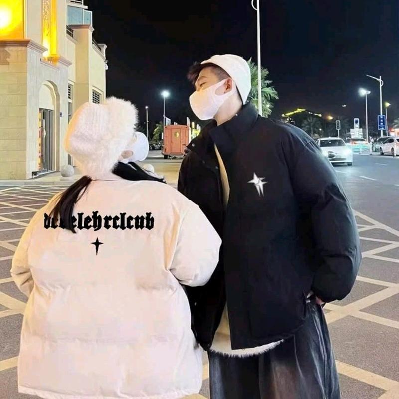 Áo phao nam nữ áo béo nam nữ áo ba lớp nam nữ Phom thụng in chữ