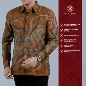 Kemeja Batik Oliver Motif Gandarupa Slimfit Lengan Panjang Batik Solo Katun Nyaman