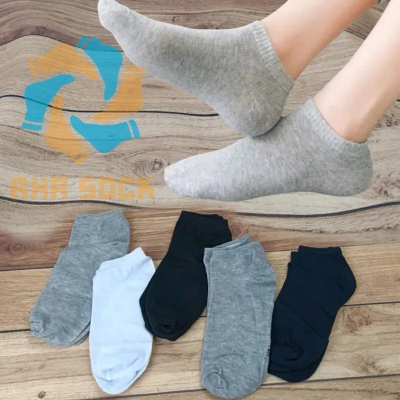 Kaos Kaki  Pendek Mata Kaki Warna Polos Pria Wanita / Kaos Kaki Cowok Cewek Lembut Nyaman Katun Poliester Polos Pergelangan kaki Semata Dewasa Remaja Warna Hitam Abu Putih & Navy