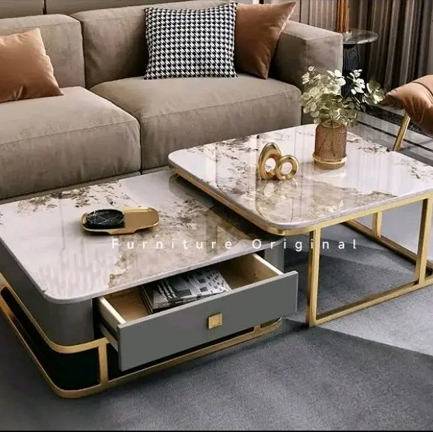 Meja Tamu Persegi 2 Tingkat Plus laci / meja kopi / Coffee Table Furniture Original 0