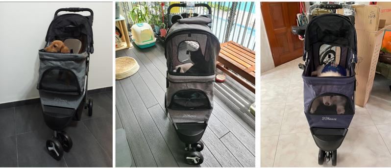 Product Introduction of Classic 3-Wheel pet Prams foldable washable light weight cheap multiple colours big compartment one step folding easy to move 46