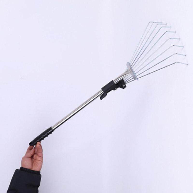 Product Introduction of Grass Rake 9 Teeth Stainless Steel Rake Adjustable Steel Rake With Handle Gardening Rake L6K4 30
