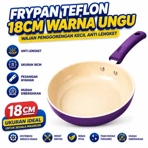Frypan Teflon 18cm Warna Ungu Wajan Kecil Anti Lengket Foldhand Model Kekinian Omicko