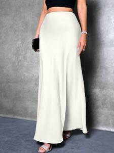 Falda midi de satín elegante para mujer, versátil para uso casual, perfecta para el día a día y fiestas, moda femenina estilosa