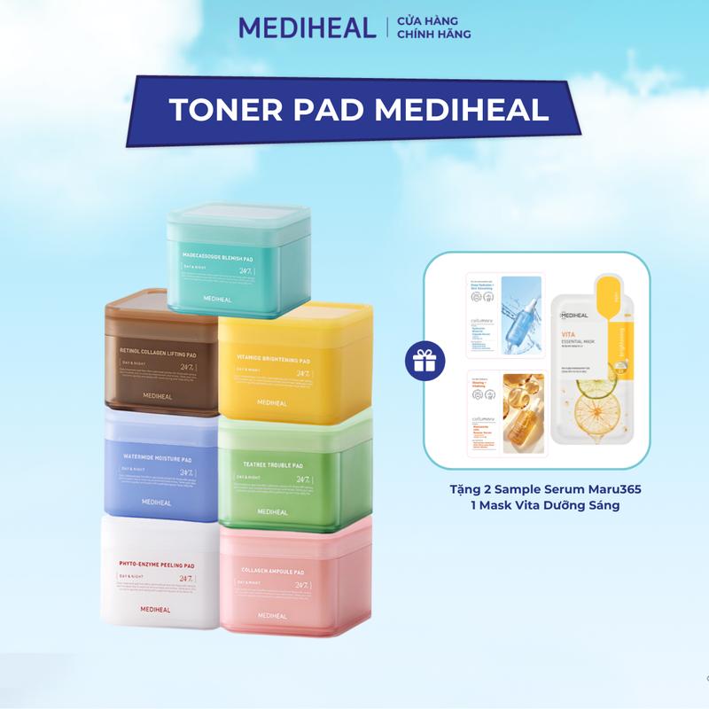 [LIVE] Hộp 100 miếng Toner Pad Mediheal Làm Dịu/ Cấp Ẩm/ Làm Sáng Da/ Tẩy Tế Bào Chết/Săn chắc da