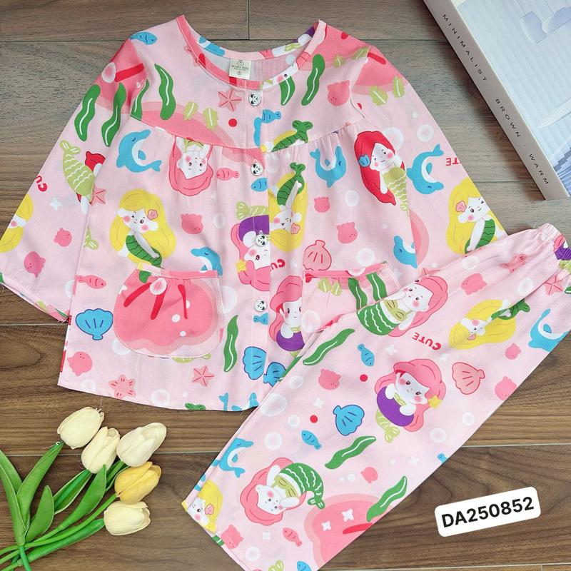 SALE DA250812 Bộ tole tay dài quần dài bé gái 10kg-35kg đơn giản với chất liệu tole 2 da mềm mát loại 1. MinMin Baby