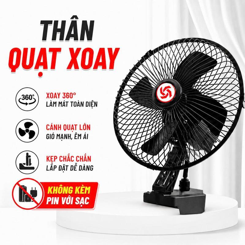 Thân Quạt Quay ( KHÔNG KÈM THEO PHỤ KIỆN )    Quạt Để Bàn 2 Cấp Độ Gió Siêu Mát,Sử Dụng Chân Pin Phổ Thông Bảo Hành 12 tháng