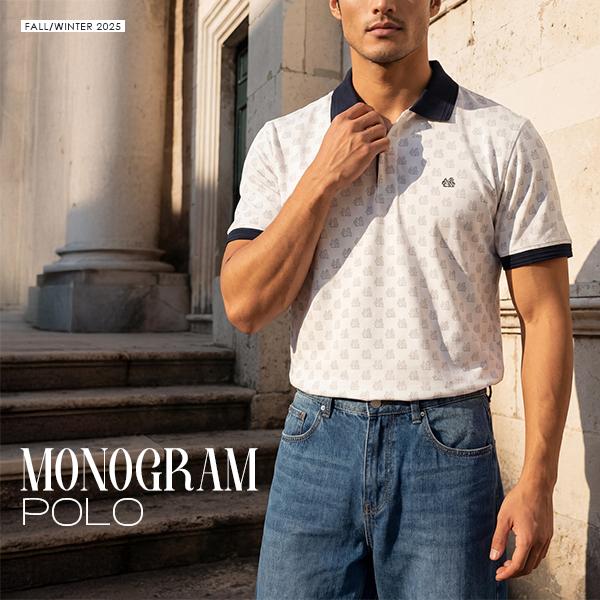 NEW Áo Polo nam TORANO TP051 họa tiết Monogram độc đáo thoáng khí trẻ trung - Menswear Trắng Có Cổ Tre