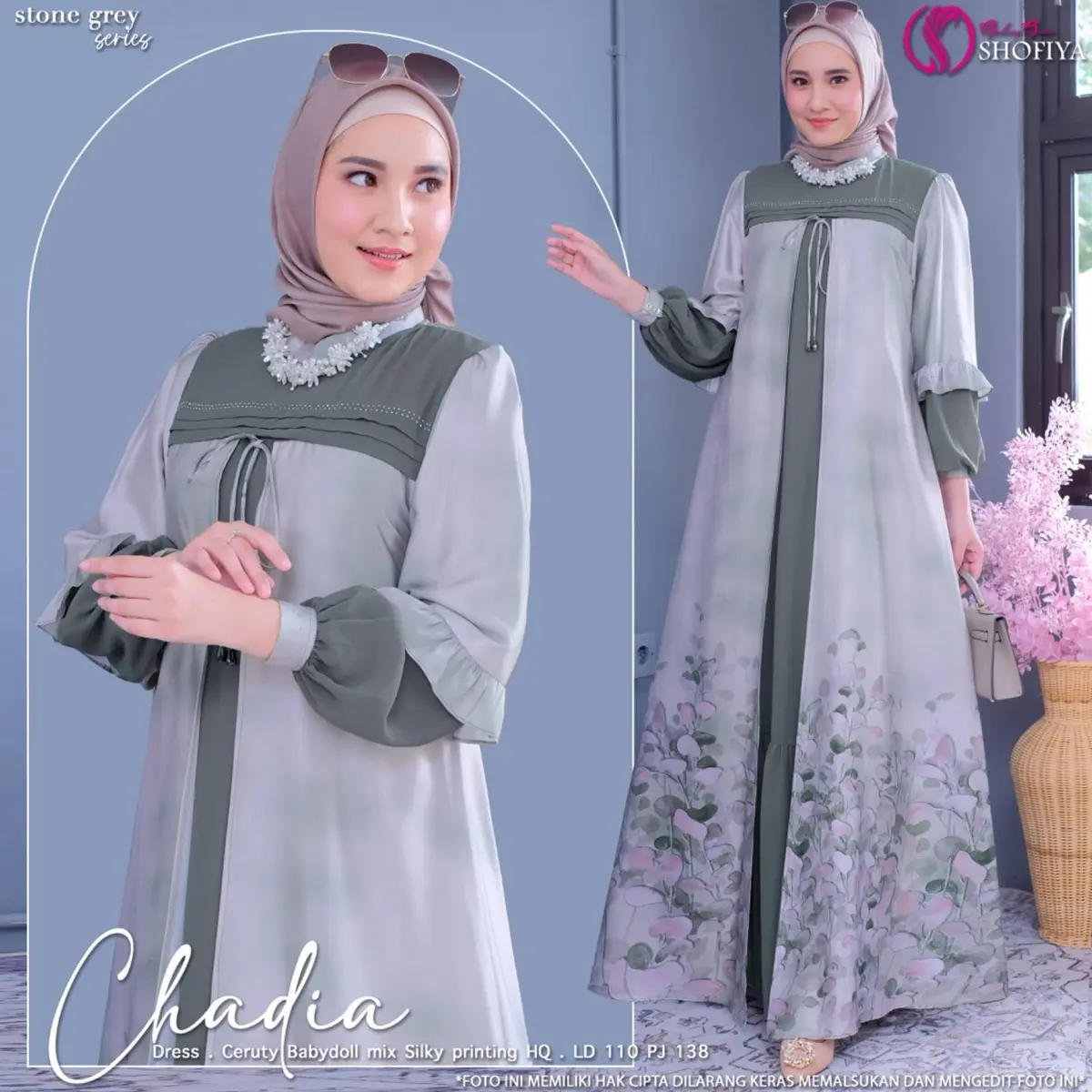 [PREMIUM ORI] DRESS GAMIS BUSANA MUSLIMAH LD 110 BAHAN CERUTY BABYDOL MILK SILKY CHADIA DRESS ORIGINAL SHOFIYA