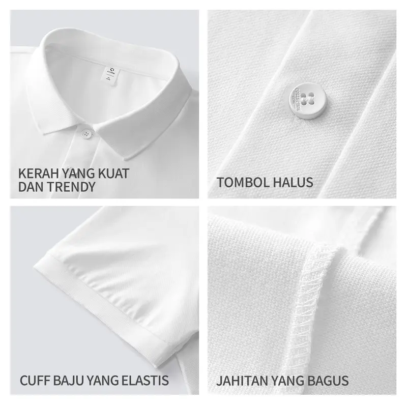 [AIRism]Coolera Polo Shirt Pria Polos Putih Lengan Pendek T shirt Hitam Katun Kaos 8
