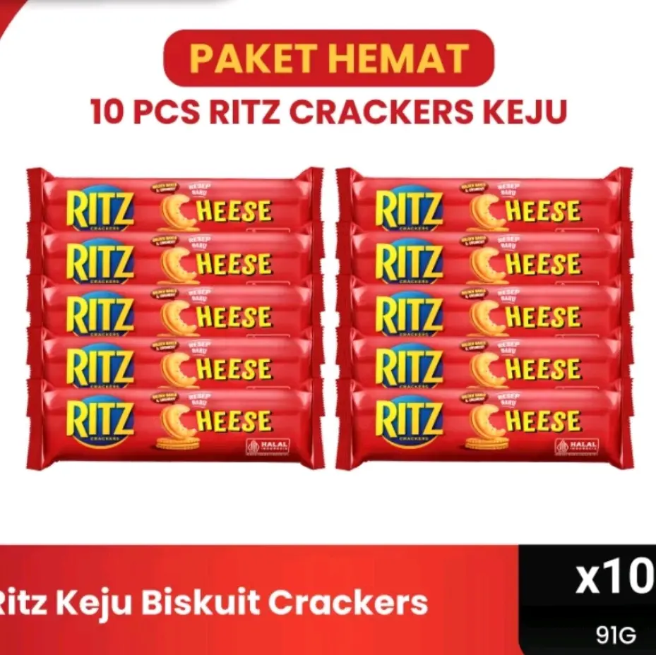 [PROMO] 10 Pcs Ritz Cheese Biskuit Cracker Gurih dan Renyah 91 Gram - Kering, Cookies Cemilan Food Makanan coklat valentine
