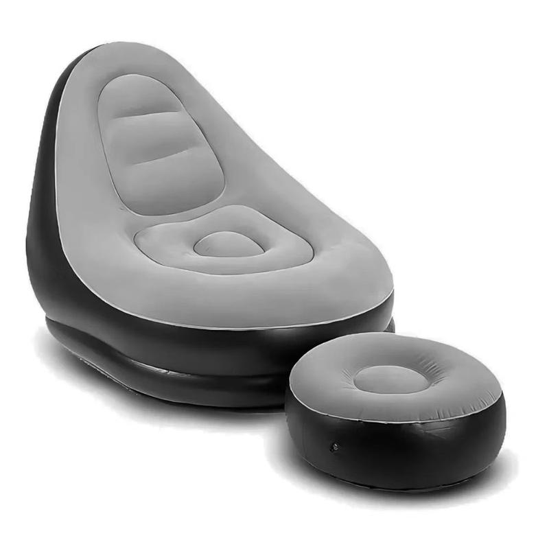 Sofá Inflável Preguiçoso Poltrona Lounge Com Puff e Bomba