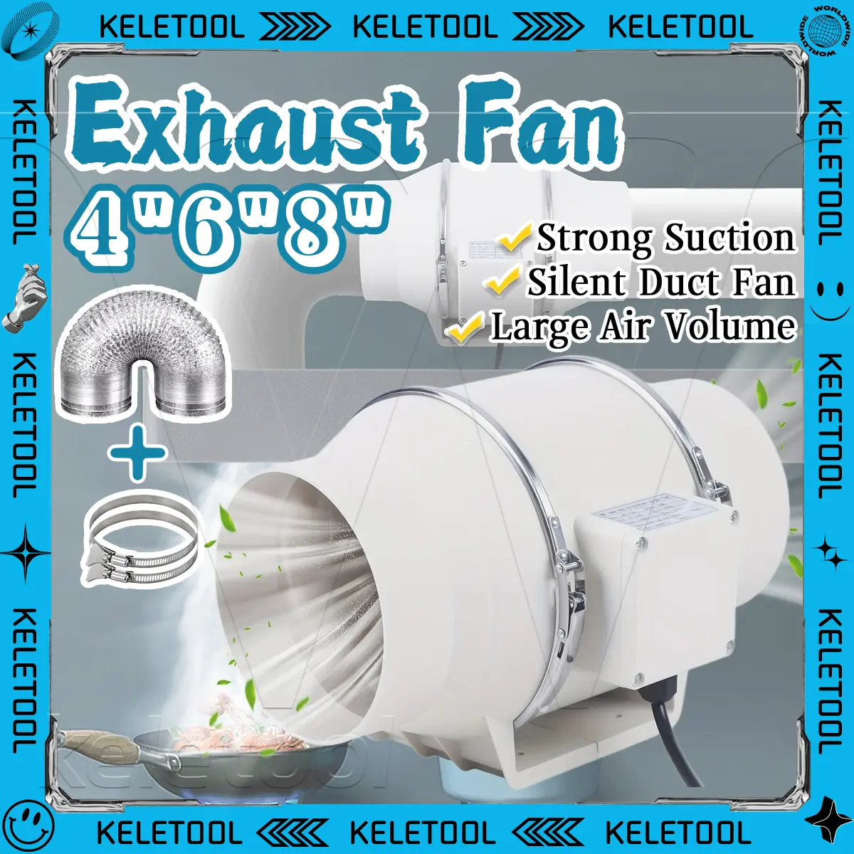 4" 6" 8" 220v Blower Dapur Penghisap Asap Dapur Blower Hisap Untuk Kamar Mandi Dapur Kipasexhaust Dinding Tertanam Angin Buang Diam Ekstraktor Kipas Saluran Sebaris Blower Blower Ventilasi Ventilasi Pembersihan Saluran Segaris Inline Exhaust Fan