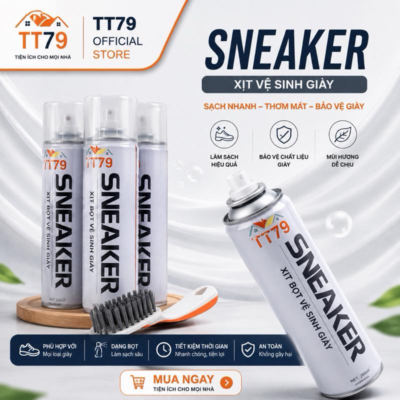 Combo 3 Chai Xịt Tạo Bọt Vệ Sinh Giày Sneaker Cao Cấp Tặng Kèm Bàn Chải Đa Năng…