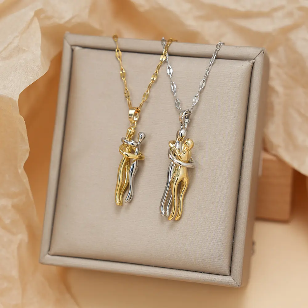 Hip-Hop Hug Couple Necklace Adjustable Valentine's Jewelry Gift