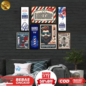 Barbershop Hiasan Dinding Paketan 7pcs 3Ukuran - Anti Luntur Bebas Ongkir Diskon 50% Super Sale COD Bayar Ditempat Best Seller