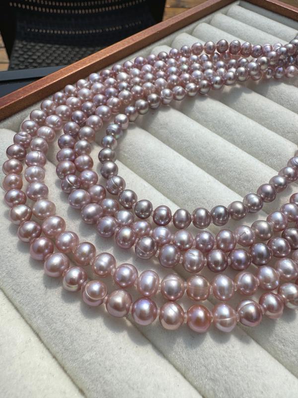 HH  Freshwater Purple Pearl Necklace 6-7 SKU:XL-076 1