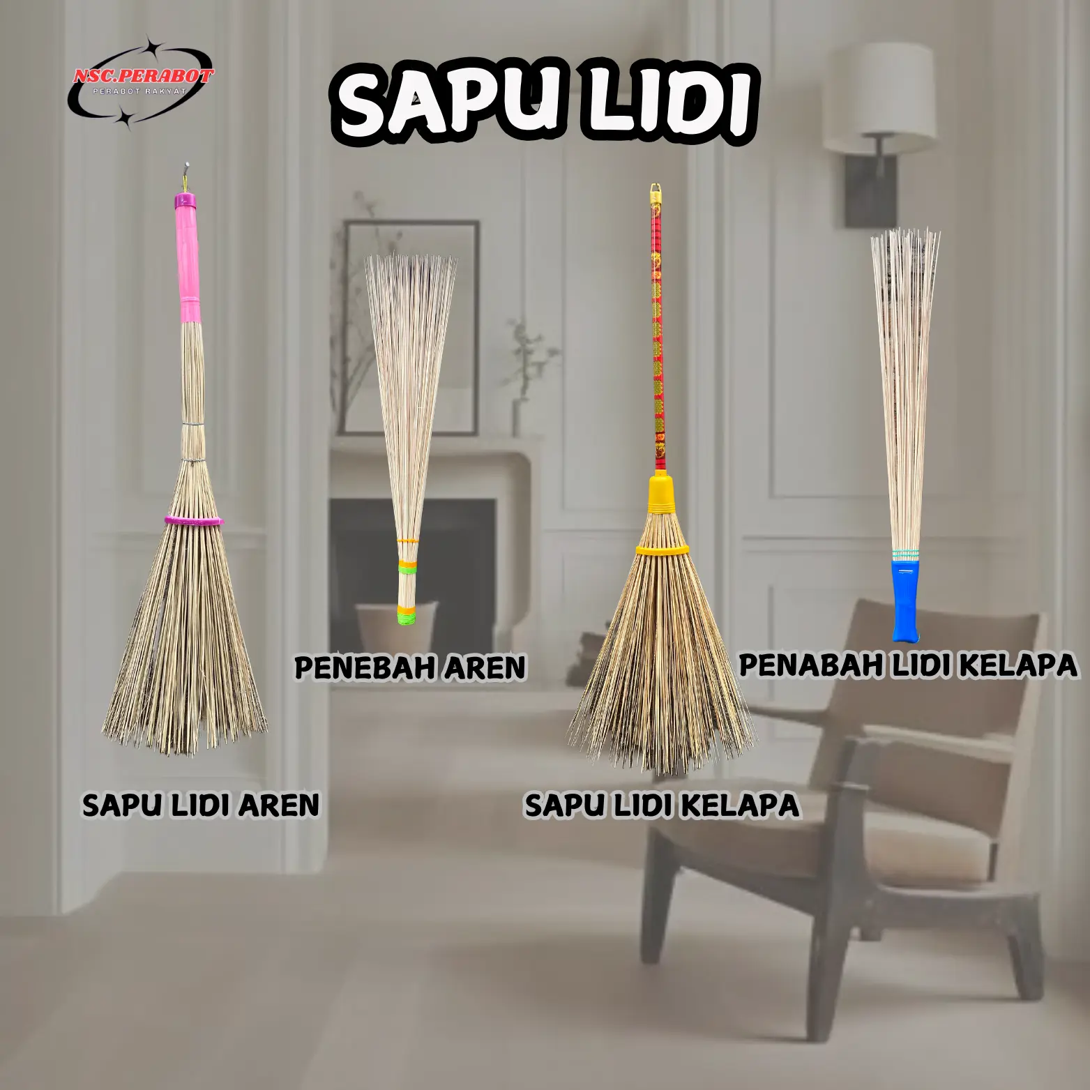 Sapu Lidi Halaman Sapu Taman Dengan Gagang Sapu Lidi Kasur Anti Rontok