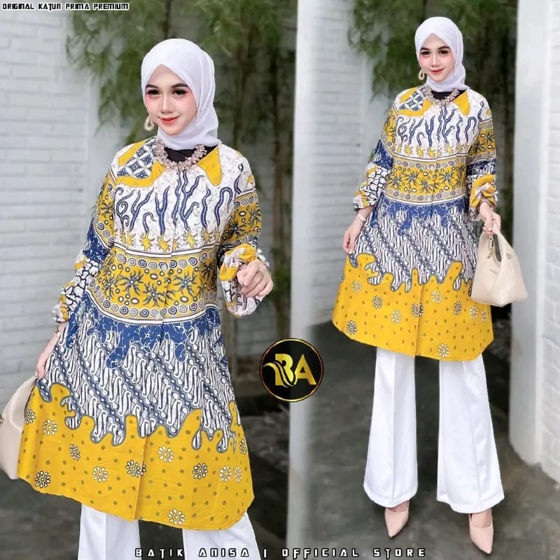 KIWARI BATIK Tunik batik wanita modern tunik batik wanita kantor tunik batik wanita modis 10 motif sage lilac Katun 5